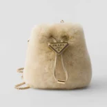 Prada Women Sheepskin Mini Pouch-Beige 1NR16P2EC9F0379