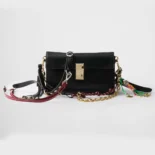 Prada Women Soft Sound Small Leather Shoulder Bag with Charms-Black