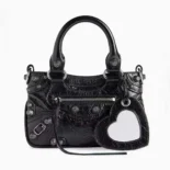 Balenciaga Women Neo Cagole XS Handbag in Black Arena Lambskin