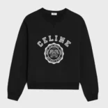 Celine Women Blason Loose Sweatshirt in Cotton Fleece-Black