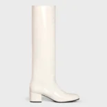 Celine Women Les Bottes Celine Triomphe High Boot in Patent Calfskin-White