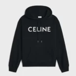 Celine Women Loose Hoodie in Cotton Fleece-Black 2Y321670Q