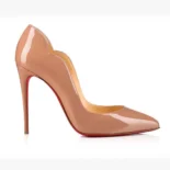Christian Louboutin Women Hot Chick 100 mm Pumps Patent Calf Leather Beige