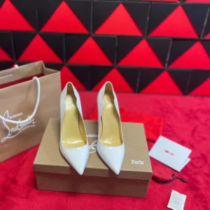 Christian Louboutin Women Hot Chick 100 mm Pumps Patent Calf Leather White
