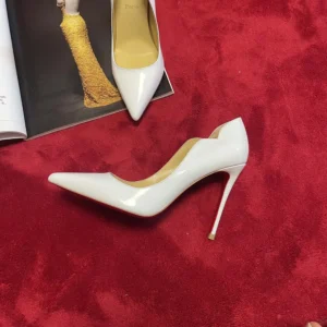 Christian Louboutin Women Hot Chick 100 mm Pumps Patent Calf Leather White