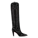 Christian Louboutin Women Santia Botta Strass 85 mm Low Boots Veau Velours and Strass-Black