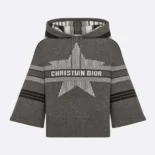 Dior Women DiorAlps Three-Quarter Sleeve Hooded Sweater Gray Wool