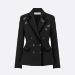 Dior Women Embroidered Marlène Jacket Black Wool and Mohair with Dragonfly Motif