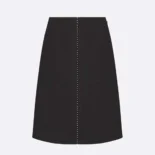Dior Women Embroidered Skirt Black Wool and Silk