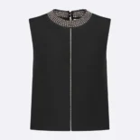 Dior Women Embroidered Top Black Wool and Silk