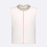 Dior Women Embroidered Top White Wool and Silk