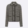 Dior Women Jacket Black Wool-Blend Heathered Textured Knit