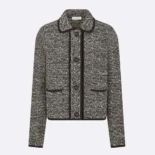 Dior Women Jacket Black Wool-Blend Heathered Textured Knit