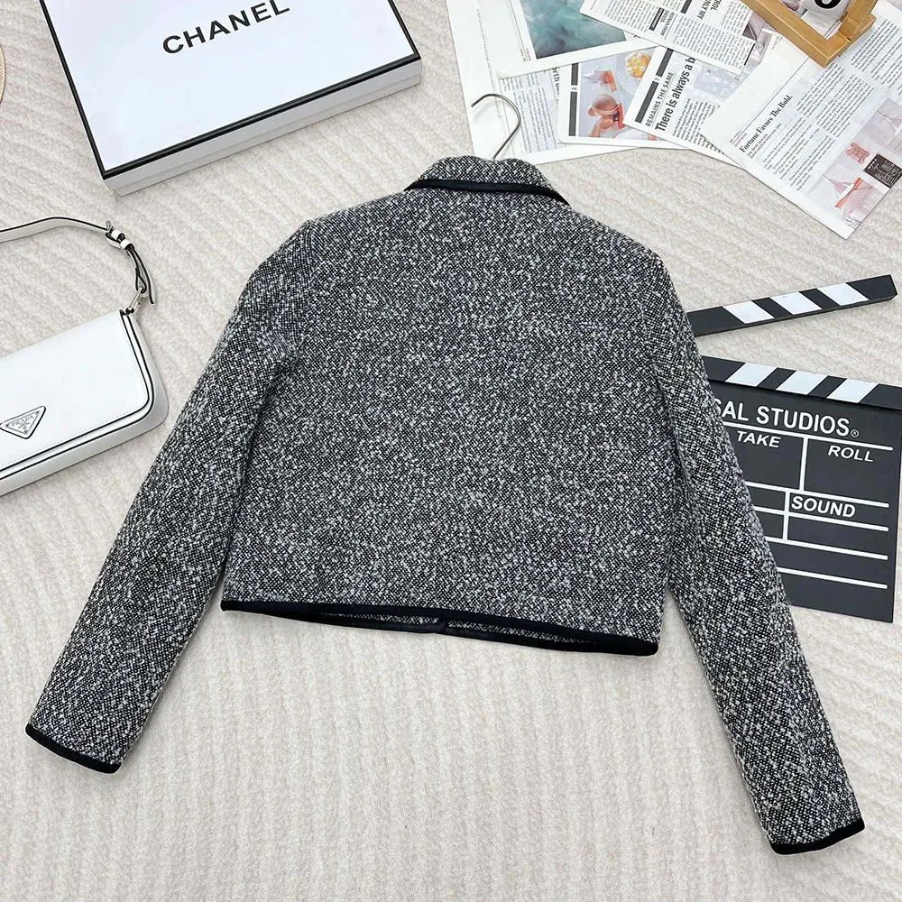 Dior Women Jacket Black Wool-Blend Heathered Textured Knit 3 Dior Women Jacket Black Wool-Blend Heathered Textured Knit - Image 3