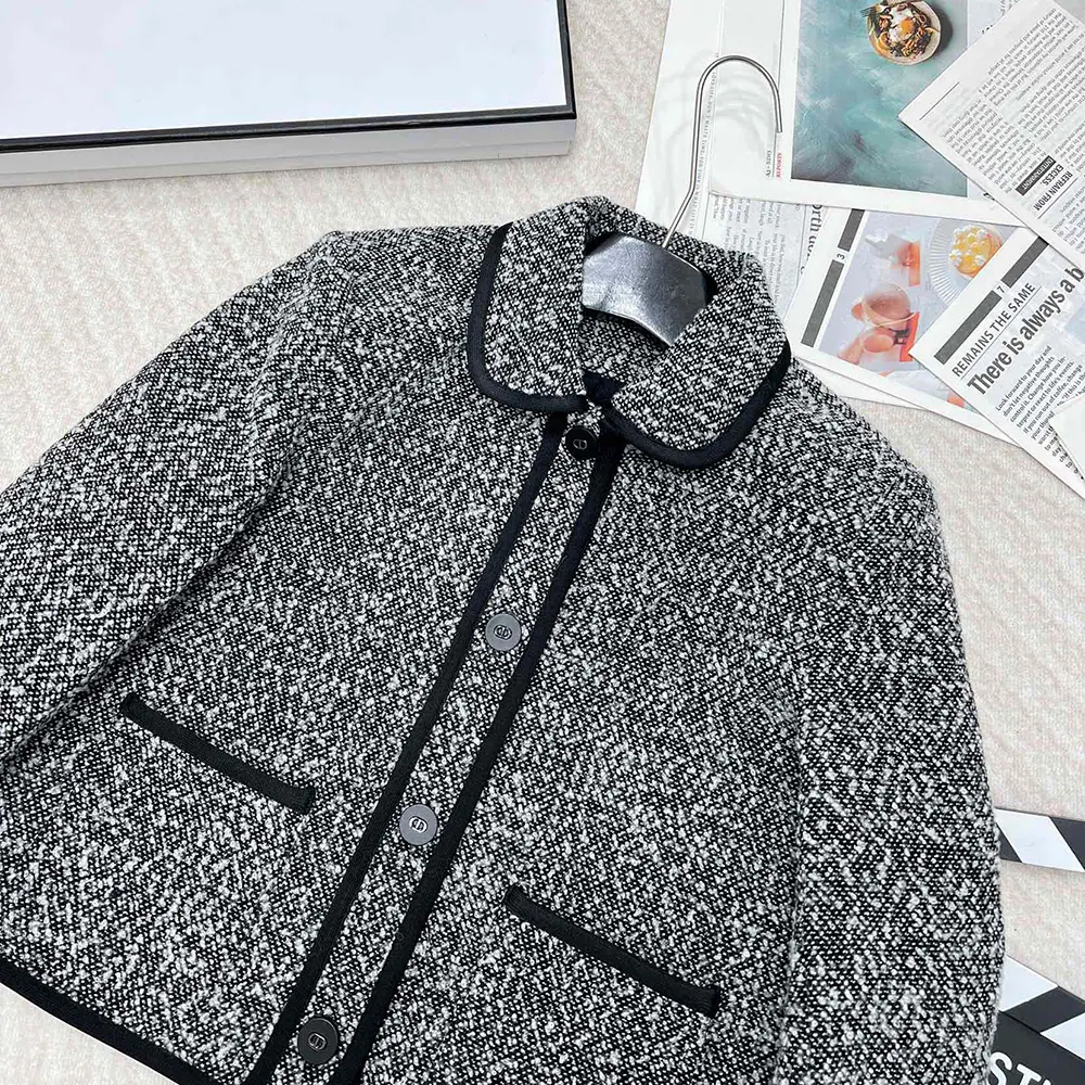 Dior Women Jacket Black Wool-Blend Heathered Textured Knit 5 Dior Women Jacket Black Wool-Blend Heathered Textured Knit