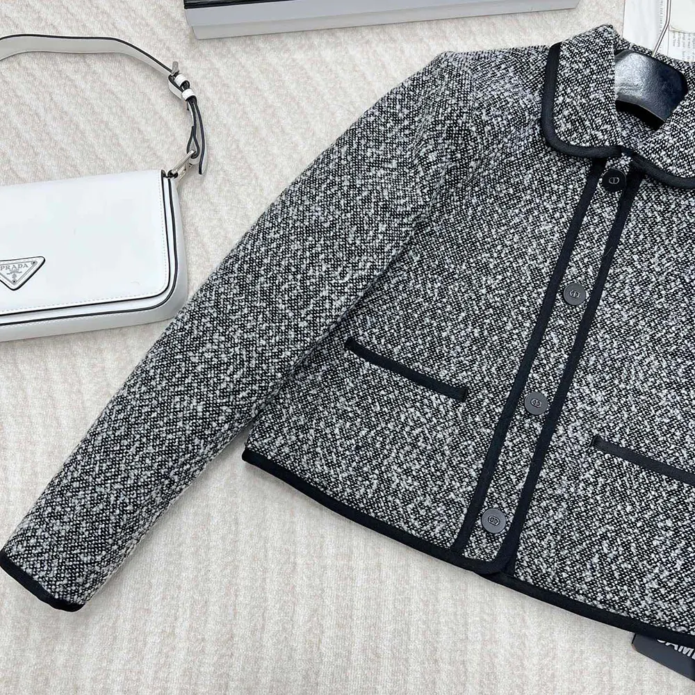 Dior Women Jacket Black Wool-Blend Heathered Textured Knit 9 Dior Women Jacket Black Wool-Blend Heathered Textured Knit - Image 9