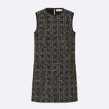 Dior Women Macrocannage Sleeveless Tunic Black and White Cotton Blend Tweed