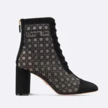 Dior Women Naughtily-D Heeled Ankle Boot Transparent Mesh Embroidered with Black