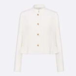Dior Women Peplum Jacket Ecru Virgin Wool and Cotton Bouclé Blend