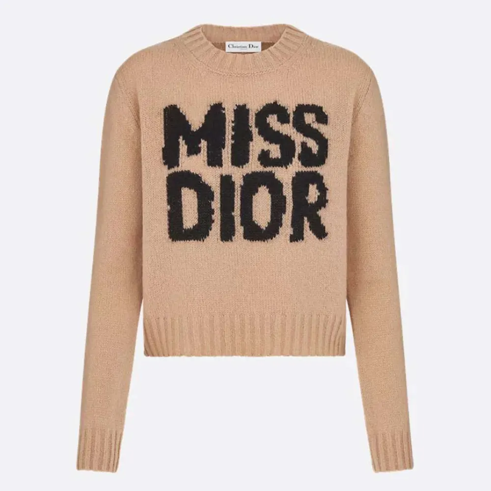 Dior Women Sweater Pale Pink Cashmere and Silk Knit with Black
