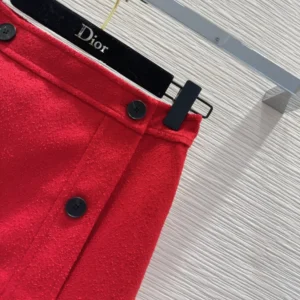 Dior Women Wrap Miniskirt Red Virgin Wool and Cotton Bouclé Blend