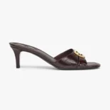 Fendi Women FFold Brown EEl Leather Medium-heeled Sandals