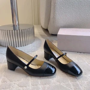 Jimmy Choo Women Elisa 45 Black Nappa and Patent Leather Pumps