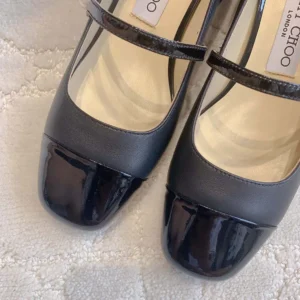 Jimmy Choo Women Elisa 45 Black Nappa and Patent Leather Pumps