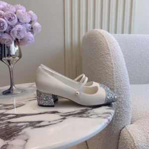 Jimmy Choo Women Elisa 45 SilverLatte Glitter Leather Pumps