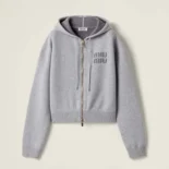 Miu Miu Women Double Cashmere Zipper Hoodie Cardigan MMF901