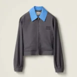 Miu Miu Women Gabardine Blouson Jacket with Poplin Collar