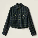 Miu Miu Women Plaid Shirt with Embroidered logo MK1907
