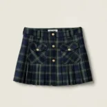 Miu Miu Women Pleated Tartan Miniskirt MG235816DOF0161SOOO