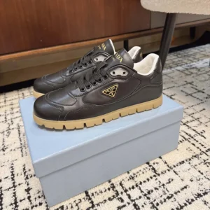 Prada Unisex Downtown Nappa Leather Sneakers-Black 1E792M