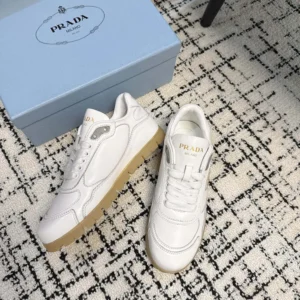 Prada Unisex Downtown Nappa Leather Sneakers-White 1E792M