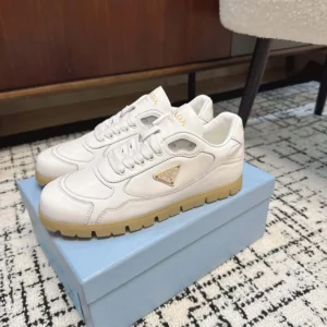Prada Unisex Downtown Nappa Leather Sneakers-White 1E792M