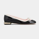 Roger Vivier Women Viv’ Podium Ballerinas in Patent Leather-Black
