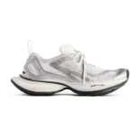 Balenciaga Unisex Circuit Sneaker in White and Silver Polyester