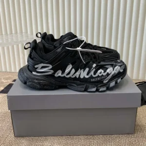 Balenciaga Unisex Track Signature Sneaker in Black and White