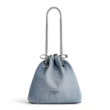 Balenciaga Women Crush Small Tote Bag Denim in Blue