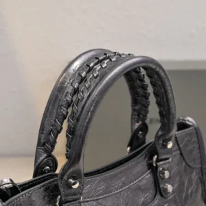 Balenciaga Women Le City Medium Bag in Black Arena Lambskin