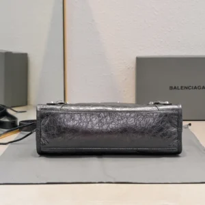 Balenciaga Women Le City Medium Bag in Black Arena Lambskin