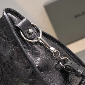 Balenciaga Women Le City Medium Bag in Black Arena Lambskin