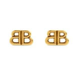 Balenciaga Women Monaco Stud S Earrings in Antique Gold
