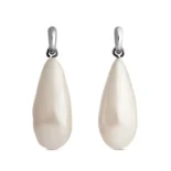 Balenciaga Women Palazzo Pearl Earrings in Antique Silver