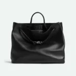 Bottega Veneta Women Large Andiamo in Silky Calf Leather-Black/Silver