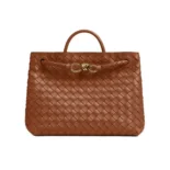 Bottega Veneta Women Medium Andiamo Intrecciato Leather Top Handle Bag-Brown