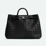 Bottega Veneta Women Medium Andiamo in Supple Intrecciato Leather-Black/Silver