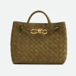 Bottega Veneta Women Small Andiamo Top Handle Bag in Supple Intrecciato Suede