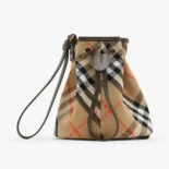 Burberry Women Check Drawstring Pouch-Sandy​ 80939161